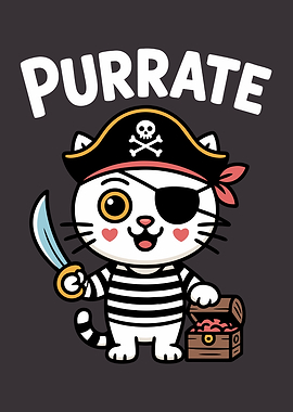 Cartoon Cat Pirate Pun