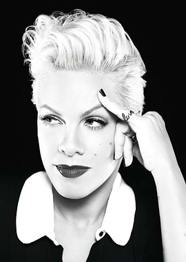 Pink in Black and White Portrait