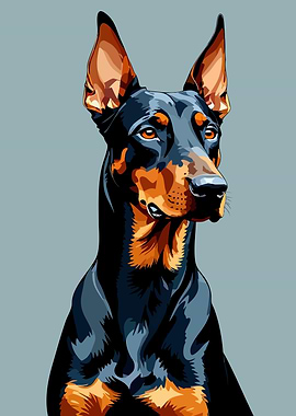 Doberman Pinscher Portrait Digital Art