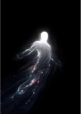 Nebula Humanoid Figure in Dark Space