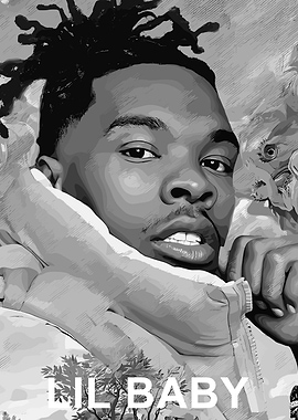 Lil Baby Black and White Portrait