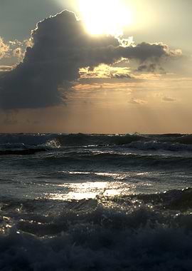 Ocean waves at sunset