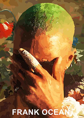 Frank Ocean Portrait with Floral Background