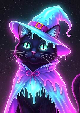 Black Cat Witch with Glowing Outfit