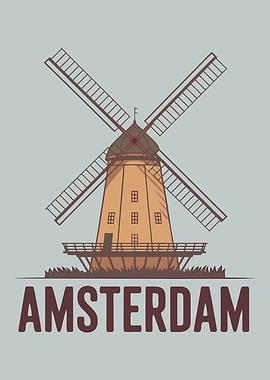 Amsterdam Windmill Illustration