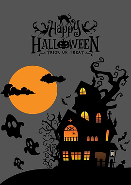 Happy Halloween Haunted House Illustration