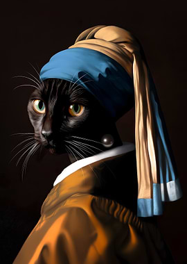 Cat with a Pearl Earring Parody