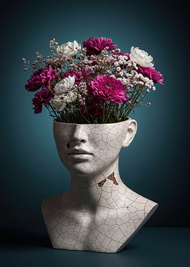 Floral Head Bust Still Life