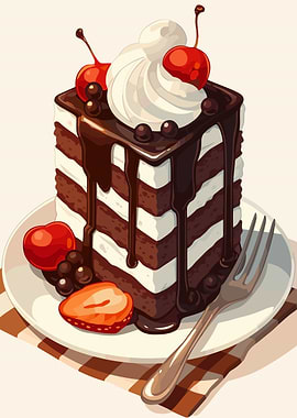 Chocolate Layer Cake with Cherries