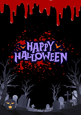 Happy Halloween Spooky Graveyard