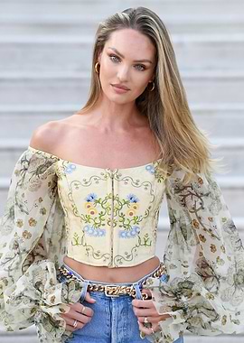 Candice Swanepoel in Floral Top