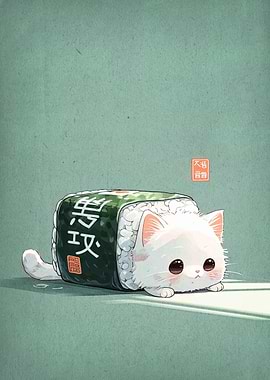 Sushi Cat Roll Cute Illustration
