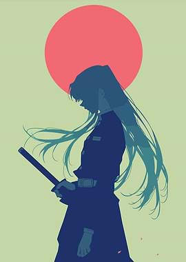 Anime Character Silhouette with Sword