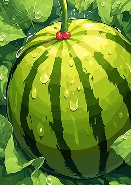 Fresh Watermelon with Dew Drops