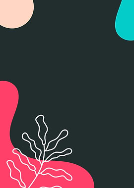 Abstract Plant Illustration with Colorful Shapes