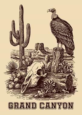 Grand Canyon Desert Wildlife Illustration