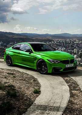 Green BMW M4 with City View