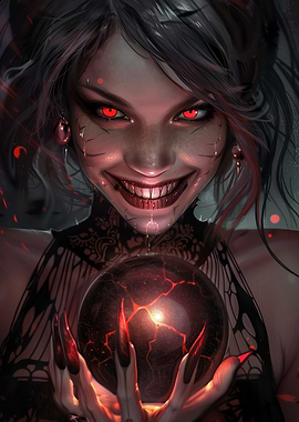 Female Vampire with Glowing Orb