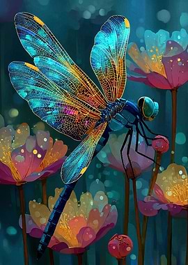 Dragonfly and Floral Fantasy