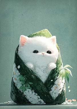 Sushi Cat Cute Digital Art