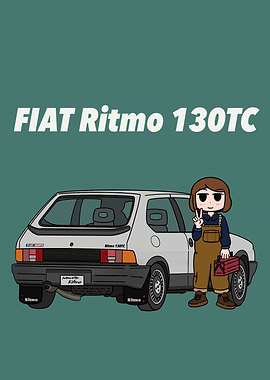 Fiat Ritmo 130TC Cartoon Illustration
