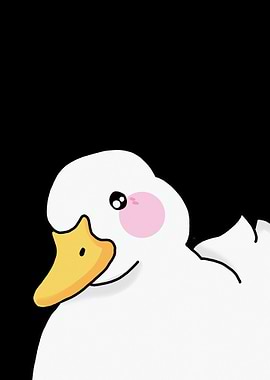 Cute Cartoon Duck on Black Background