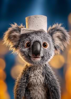 Koala with Toilet Paper Hat