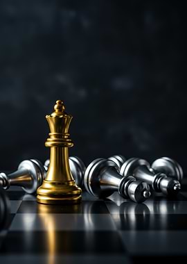 Golden Queen Chess Piece Victory