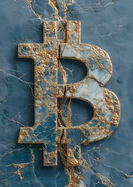 Bitcoin Symbol in Marble and Gold
