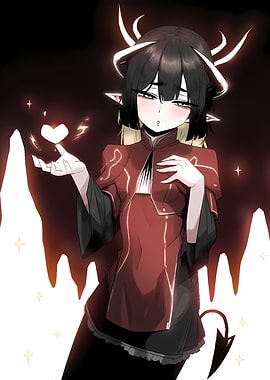 Anime Girl with Heart and Horns