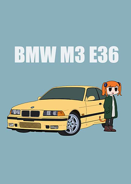 BMW M3 E36 with Anime Character