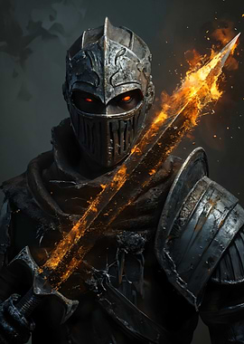Dark Knight with Flaming Sword