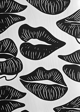 Black and White Lips Pattern