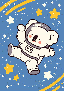 Astronaut Koala in Space Cartoon