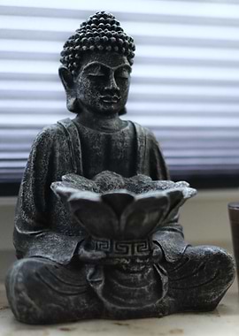 Buddha Statue with Lotus Bowl