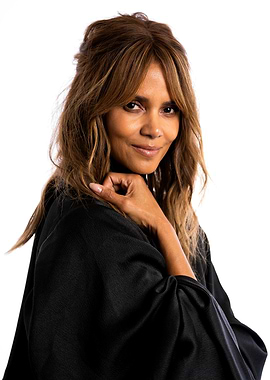 Halle Berry Portrait on White Background