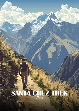 Santa Cruz Trek Peru Poster Art