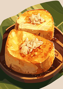 Honey Toast with Almonds Illustration