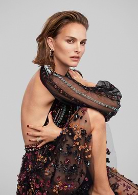 Natalie Portman in Floral Embellished Dress