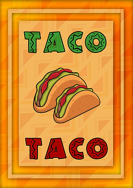 Taco Illustration with Colorful Lettering