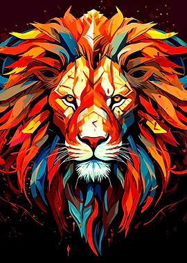 Colorful Lion Portrait