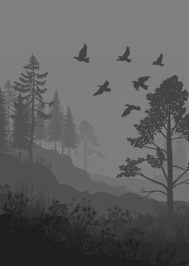 Monochromatic Forest with Birds in Flight