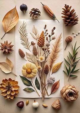 Autumnal Still Life with Dried Elements