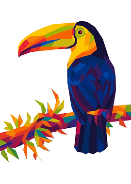 Colorful Toucan on Branch Digital Art