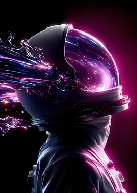 Astronaut Helmet with Galaxy Reflection