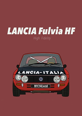 Lancia Fulvia HF Car Illustration