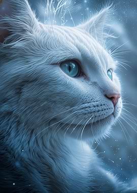 Elegant White Cat with Blue Eyes