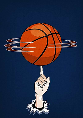 Spinning Basketball on Finger Illustration