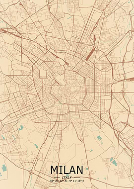 Milan Vintage Map
