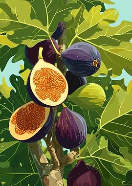 Fig Tree with Ripe Fruits